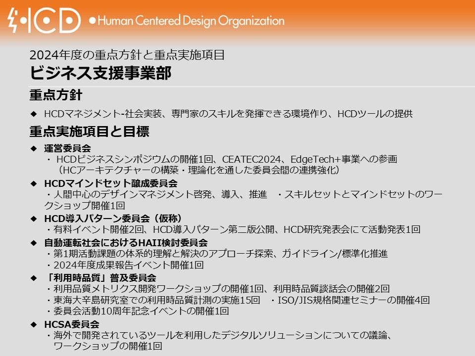 ビジネス支援事業部の2024年度事業計画1